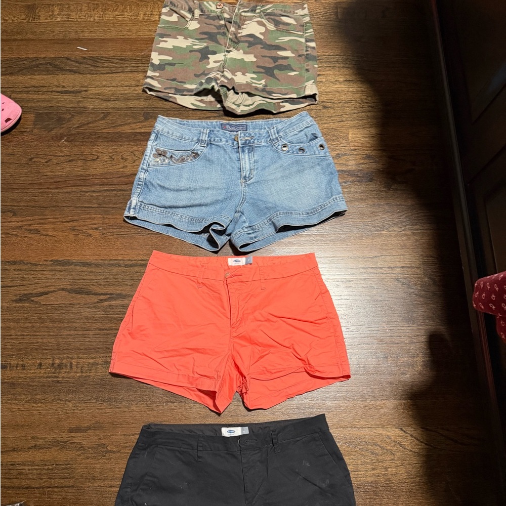 Forever 21 Women's Camo, Denim, Orange, and Black Shorts
